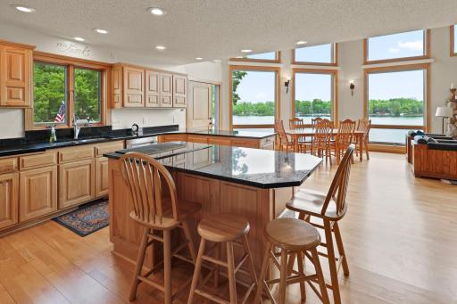 Huge center island in the kitchen is a wonderful entertaining space.