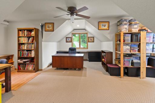 Above the garage bonus room could be a bedroom or bunk room. It has a large closet. Future possibility to add a door to the exterior for a private entrance.