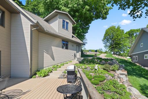 Maintenance free decking is a feature of this large lakeside deck.
