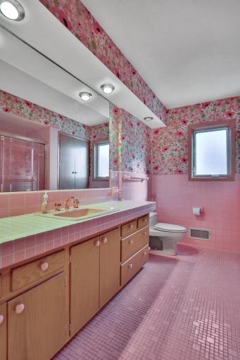 Original ceramic, fixtures and wall paper from a time when life was a bit simpler.