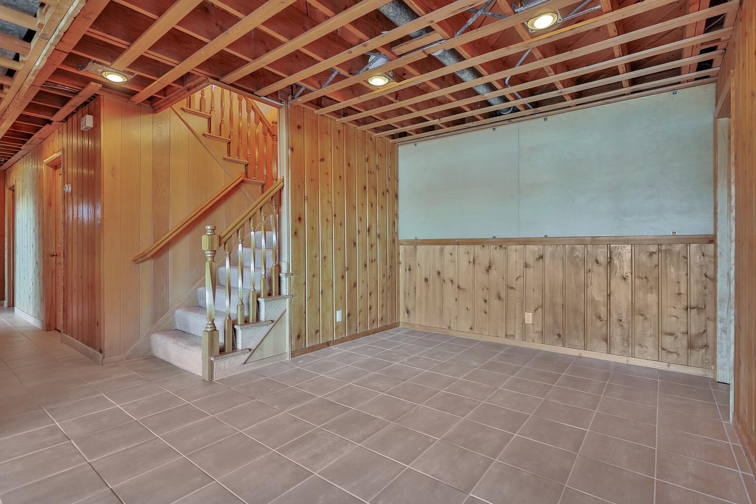 Ceramic floor in basement.