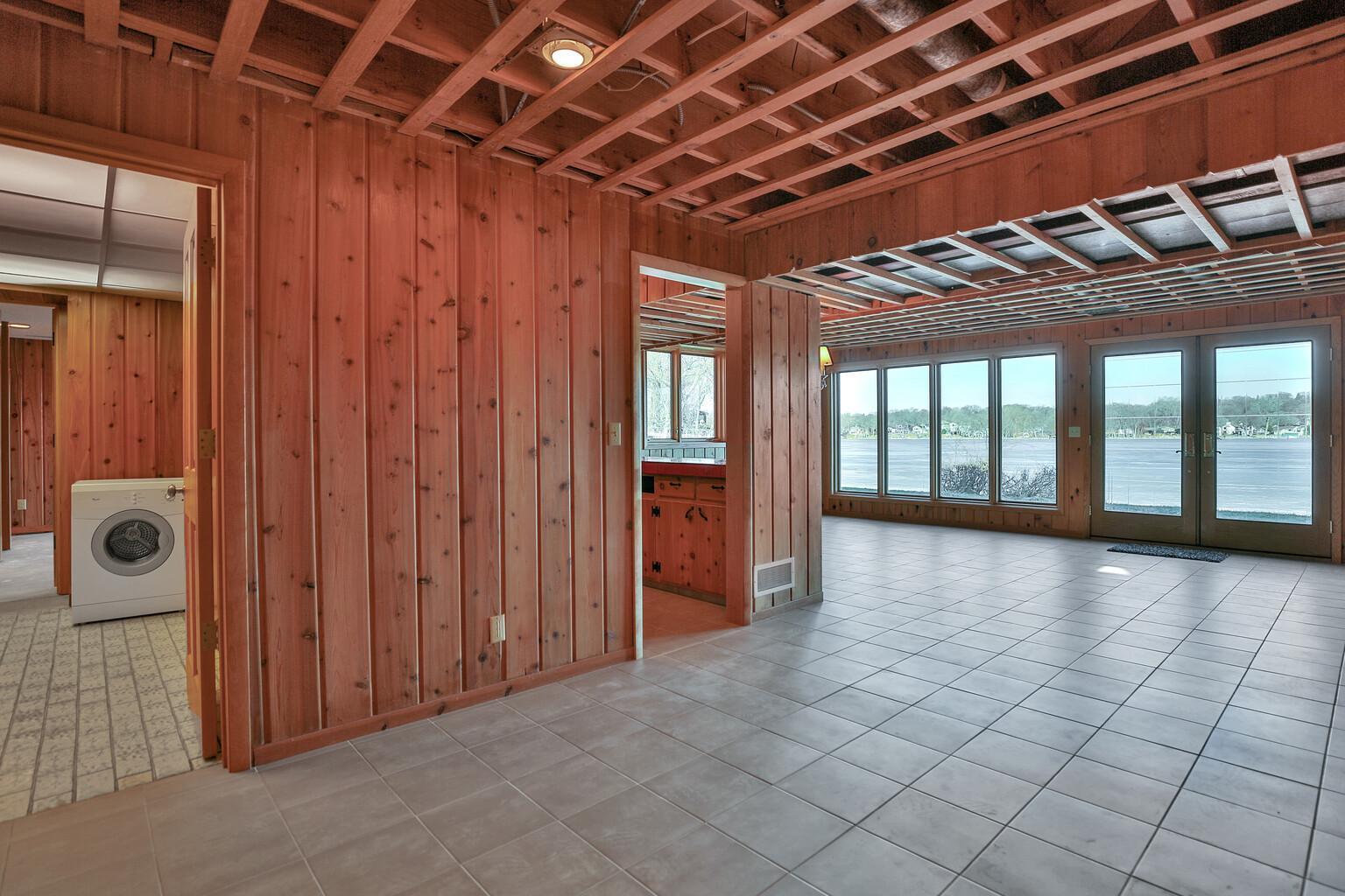 Knotty pine tongue-in-groove if you like the rustic warmth.