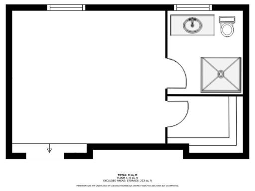 concept drawing of the layout for the 4th bedroom suite with a private bath and walk in closet.