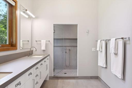 Double Sinks and Oversized Walk-In Shower