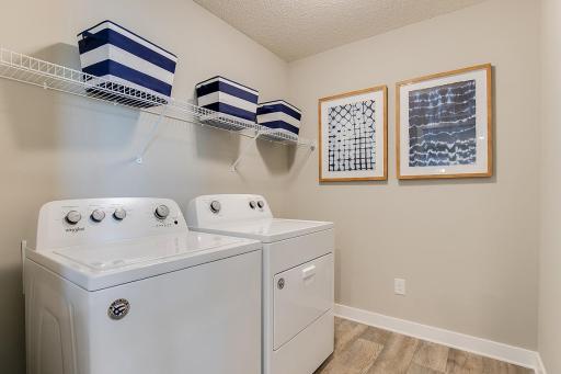 Life is all about the simple pleasures - this one in the form of upper level laundry!!! Photo of model home, color and options will vary.