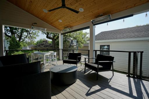 Another recent addition is this wonderful covered deck. Heated with sleek Infratech heaters for those cool evenings.