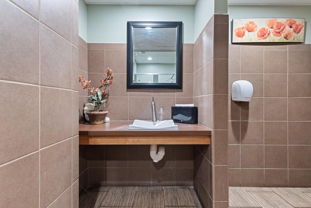 The restrooms have great space and attention to detail in design