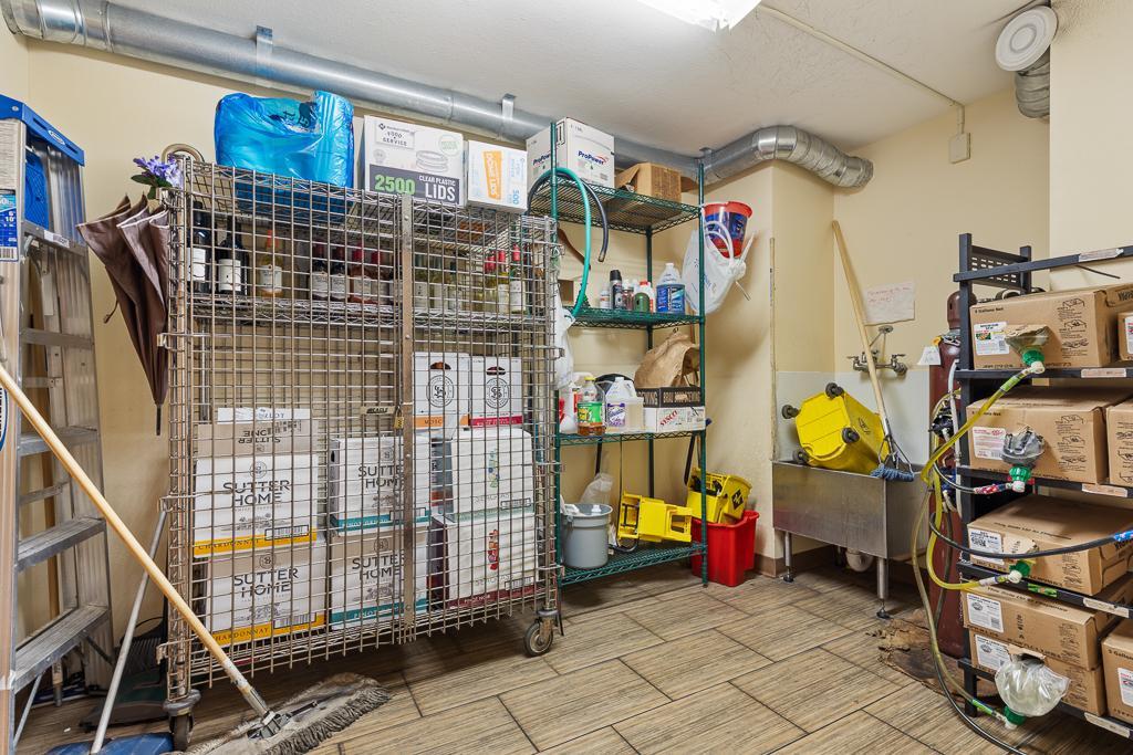 A large storage closet on the main floor provides space for your daily cleaning supplies