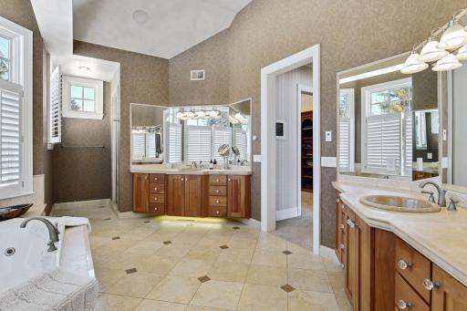 Heated floors, double vanity's, steam shower.