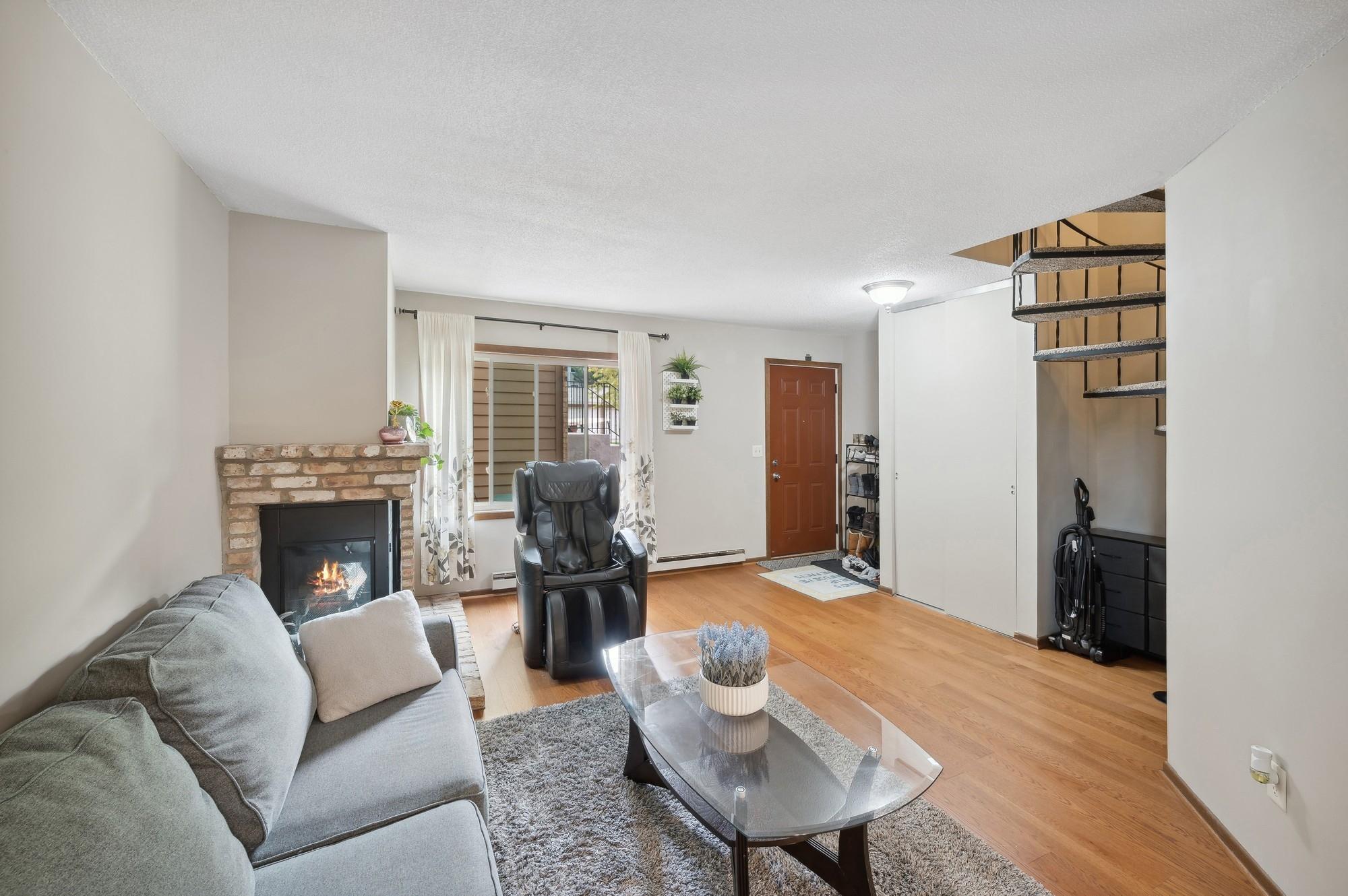 View of living room from main floor patio door.