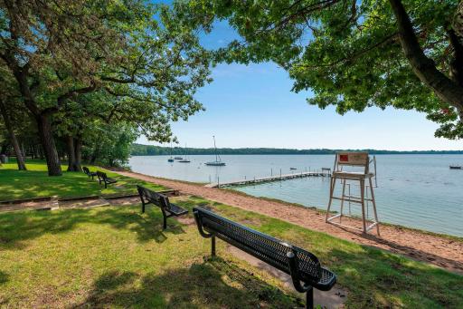 Pleasant Lake Beach is a private beach for North Oaks residents.