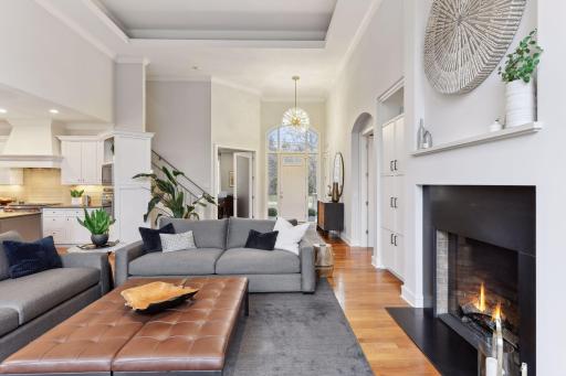 Custom details such as the tray style ceiling lighting....