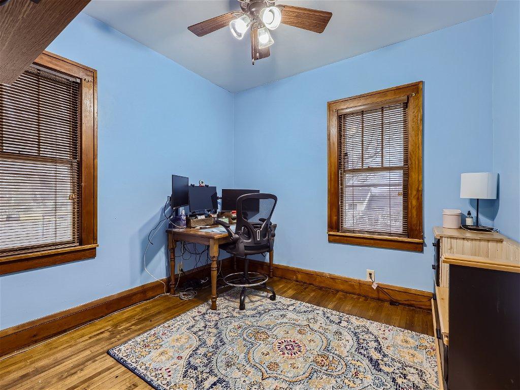 The 2nd of the main floor bedrooms - original wood floors & doors!