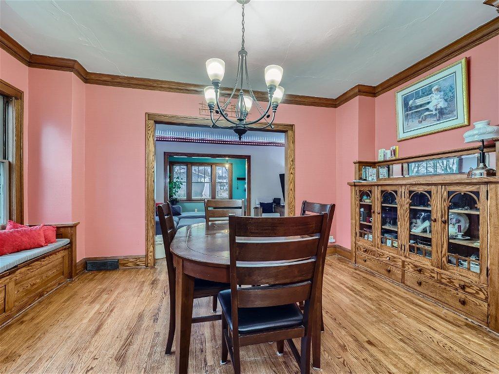 Dining room w/ beautiful original built-in hutch.