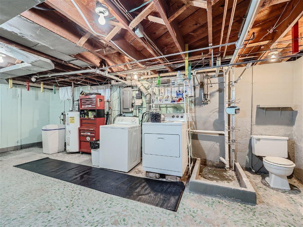 Lots of storage in lower level. The 1/2 bathroom - hot & cold water lines are there for a sink.