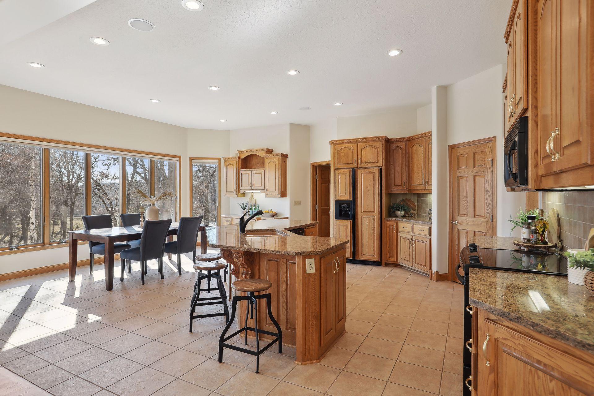 Kitchen/Dinette with a wall of windows