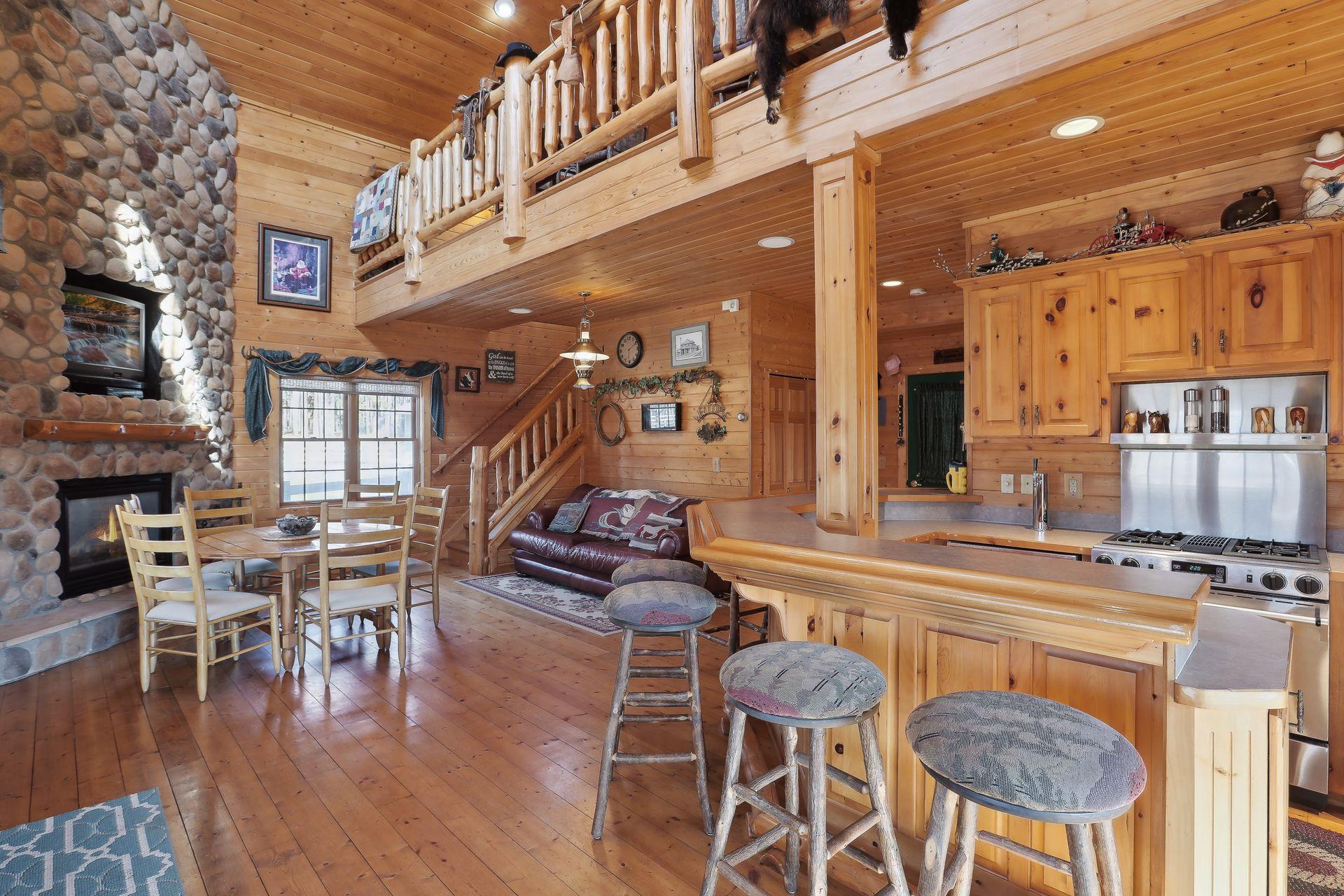 Full kitchen w/Stone Fireplace