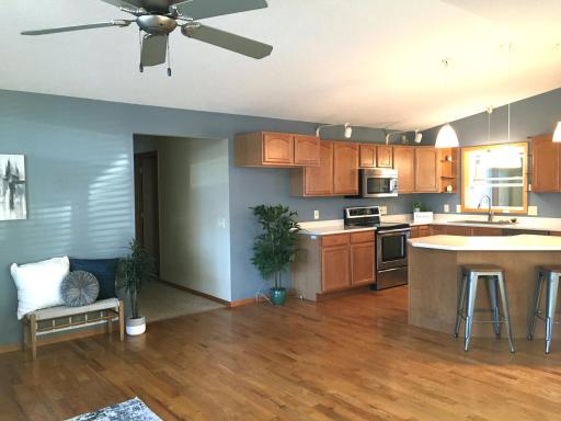 Nice big kitchen with stainless steel appliances.