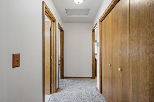 The hallway on the upper level includes an oversized storage closet which is extra deep and will accommodate any storage needs you have.