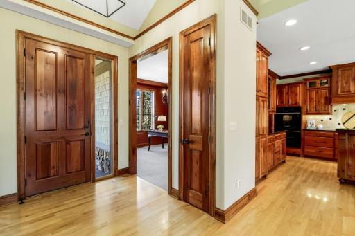 Solid Knotty Alder wood doors and built-ins.