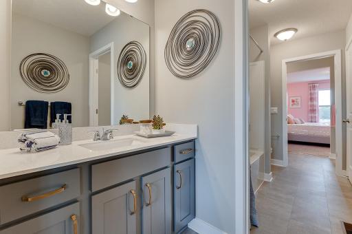A glimpse of the Jack and Jill bathroom upstairs. Example from model home.