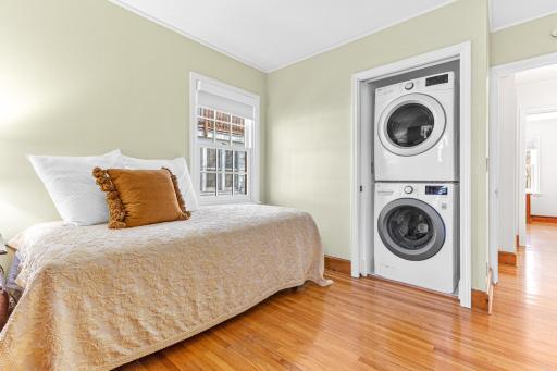 What a rare find! The main floor laundry was added in 2014 in conjunction with the main floor bathroom remodel. A discreet pocket door can be closed to hide the machines. There is also another set of laundry machines in the basement.