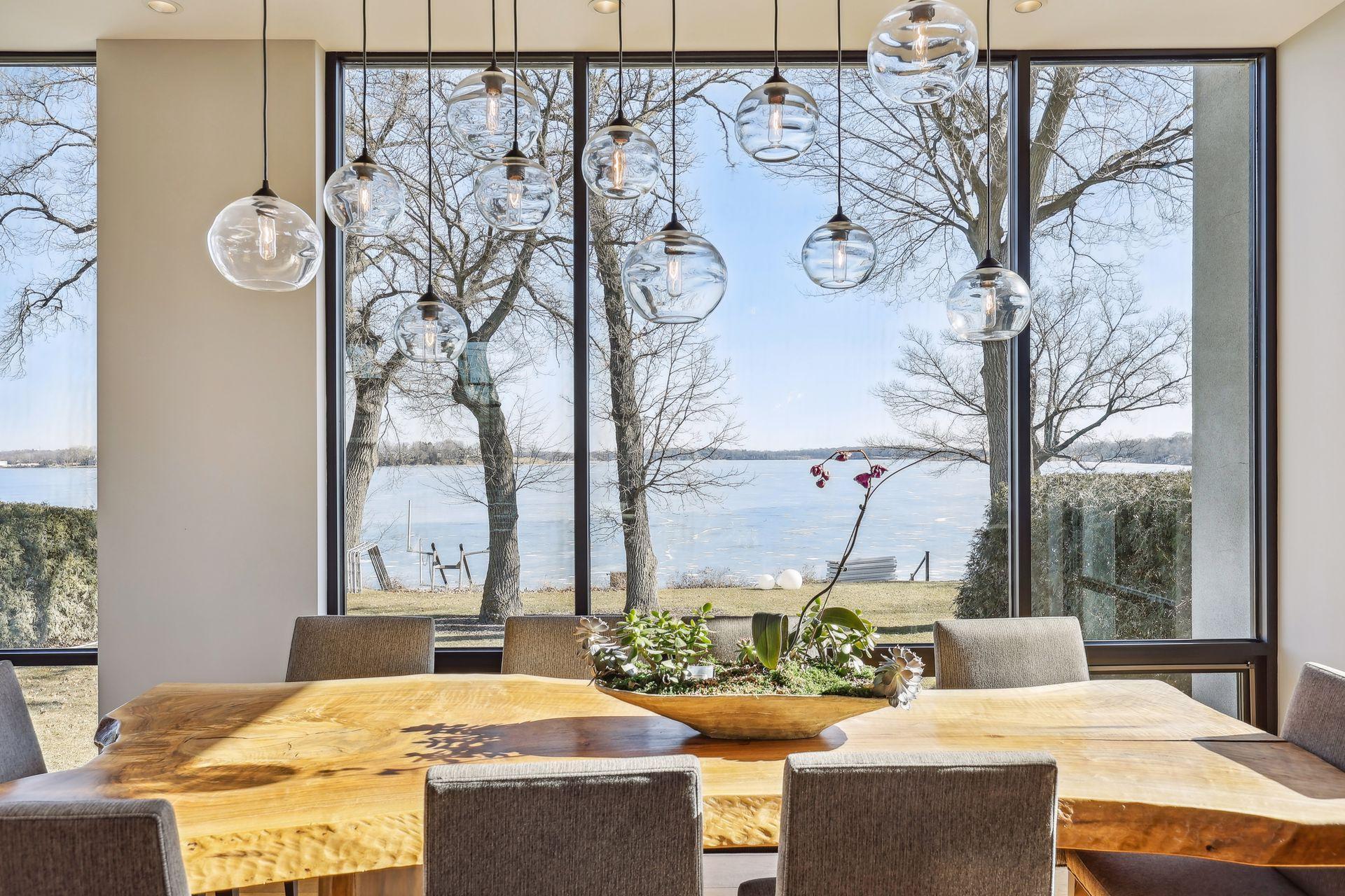 orb lighting that compliments the water