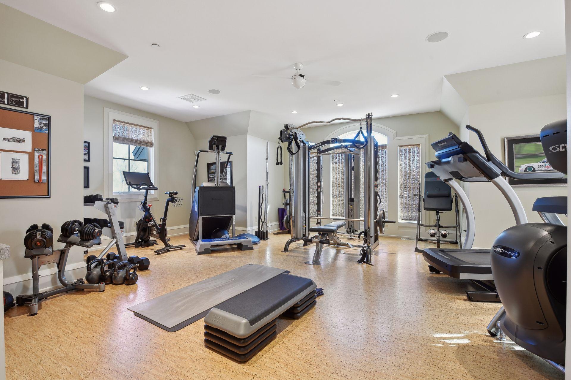 Full gym above garage