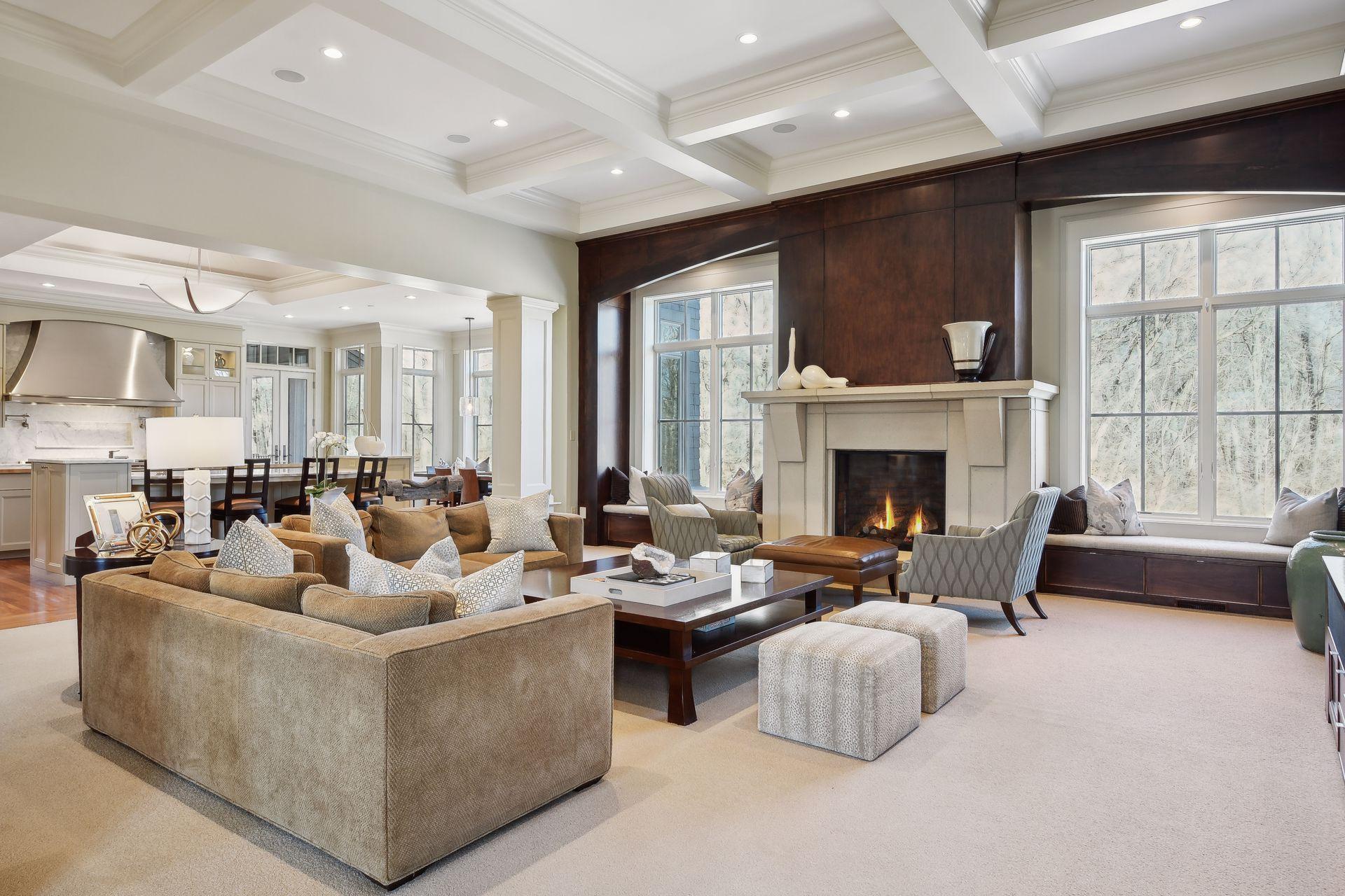 Open concept from living room to kitchen