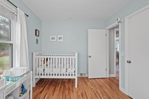 A soft paint color and warm hardwood floors will go with any décor!