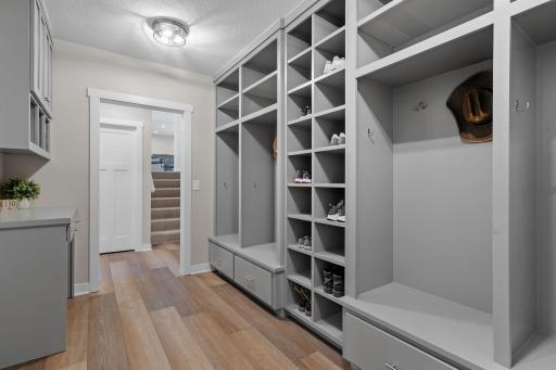 Enameled desk cabinet w/ cubbies and large walk-in closet