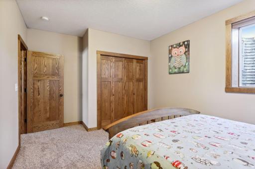 This roomy bedroom could be a combo guest room and office
