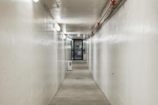 Underground tunnel to the parking garage. You'll need a security code to enter the tunnel from both directions