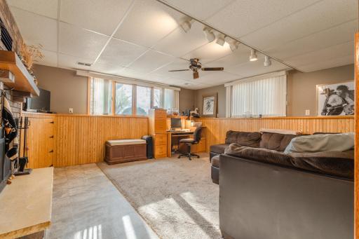 Lower level Family Room with views out to the lake