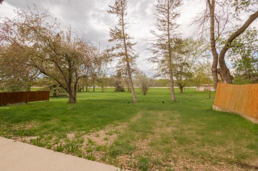 The back yard is private and backs all the way to the street