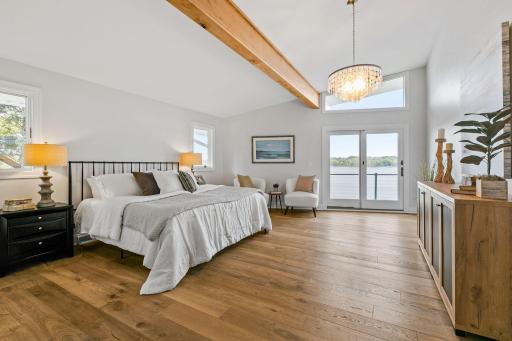 Master Bedroom offers patio door access to the deck and provides fantastic lake views!