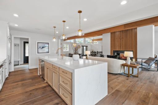 Beautiful center island that opens up to the Hearth Room
