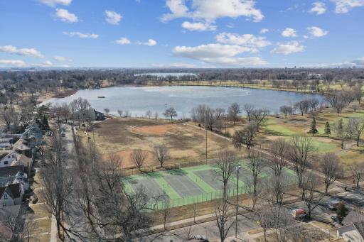 Great view of the desirable location to the city lakes, golf course, and tennis courts
