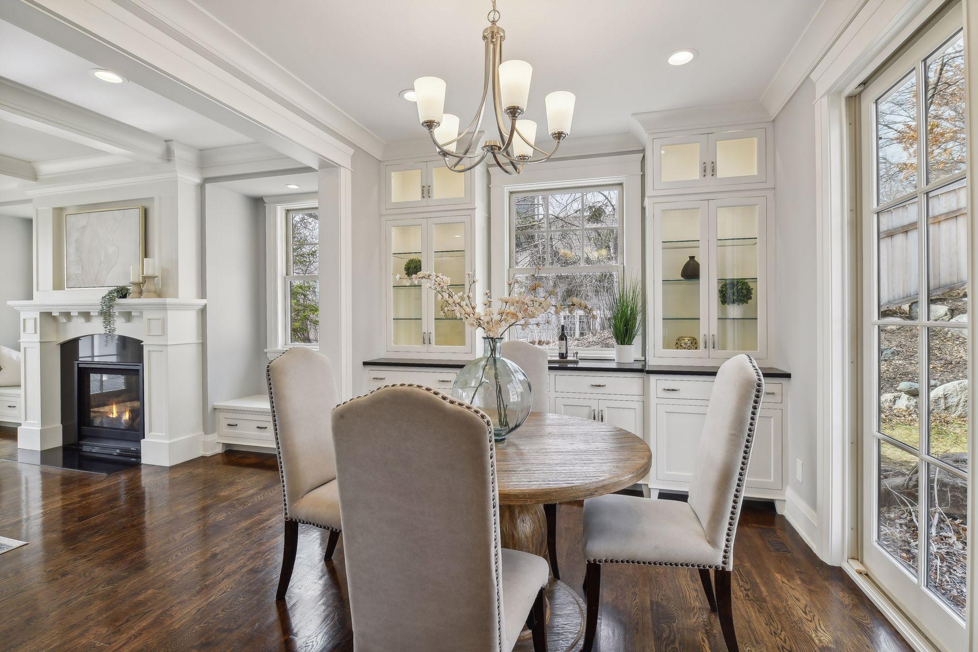Dining room with Built In Cabinetry