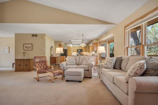 Easy comfort yet large enough space for multiple areas for furniture and conversation.