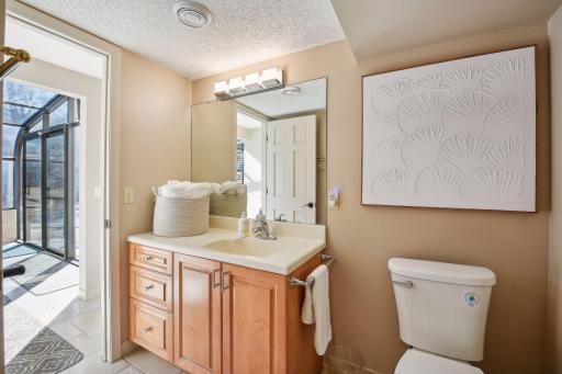 3/4 bathroom located right off hot tub room