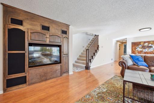Built-in entertainment center in lower level family room