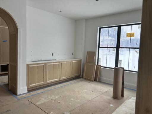 Construction progress on dining room cabinets