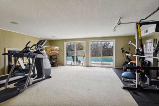 Lower Level Family Room walks out to pool
