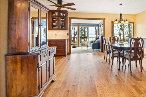 Leading from the Living Room to Dining Room, Kitchen all with Hardwood Floors