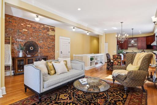 Relish in the architectural detail of exposed brick and high ceilings.