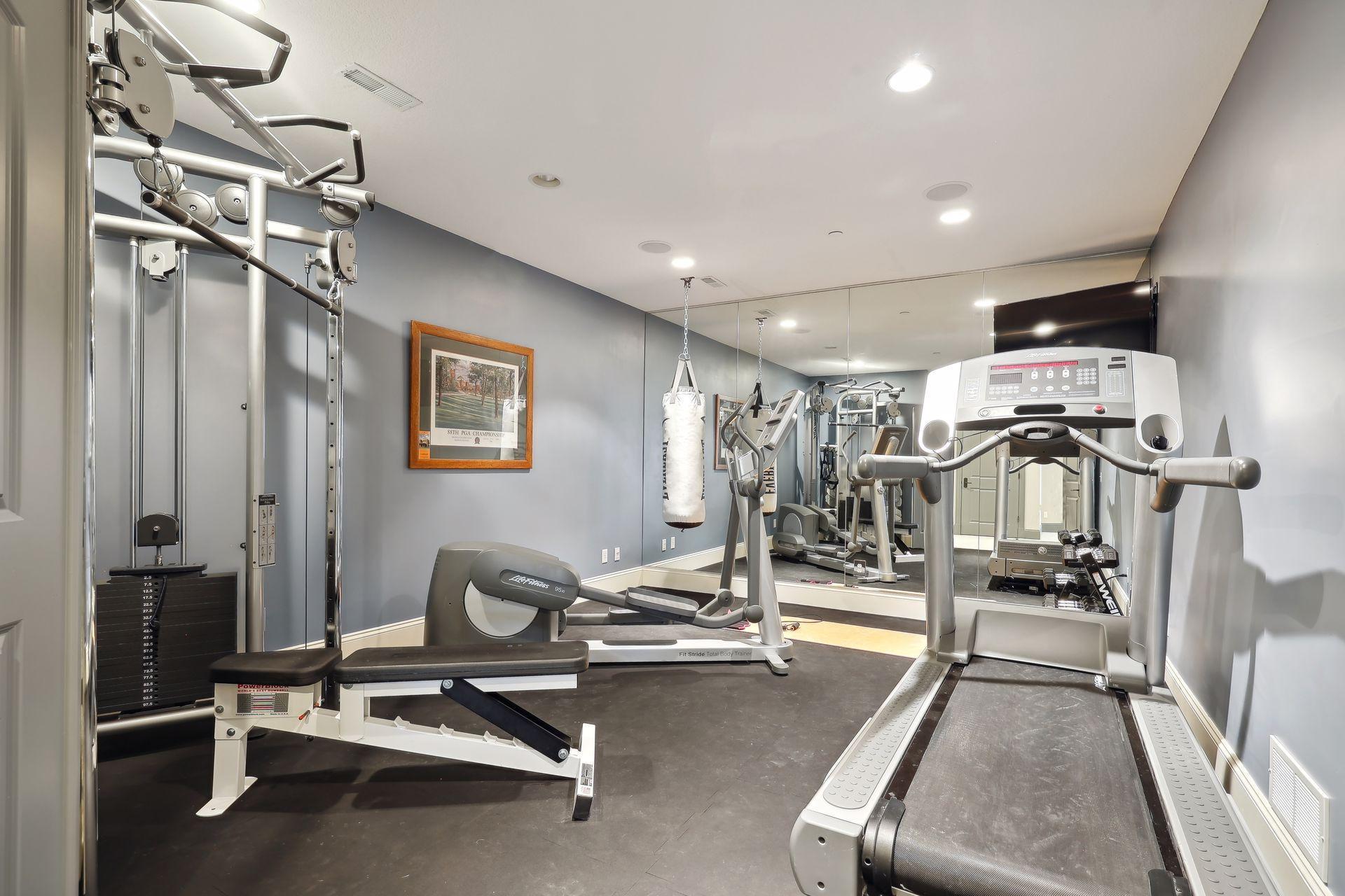 Lower level exercise room