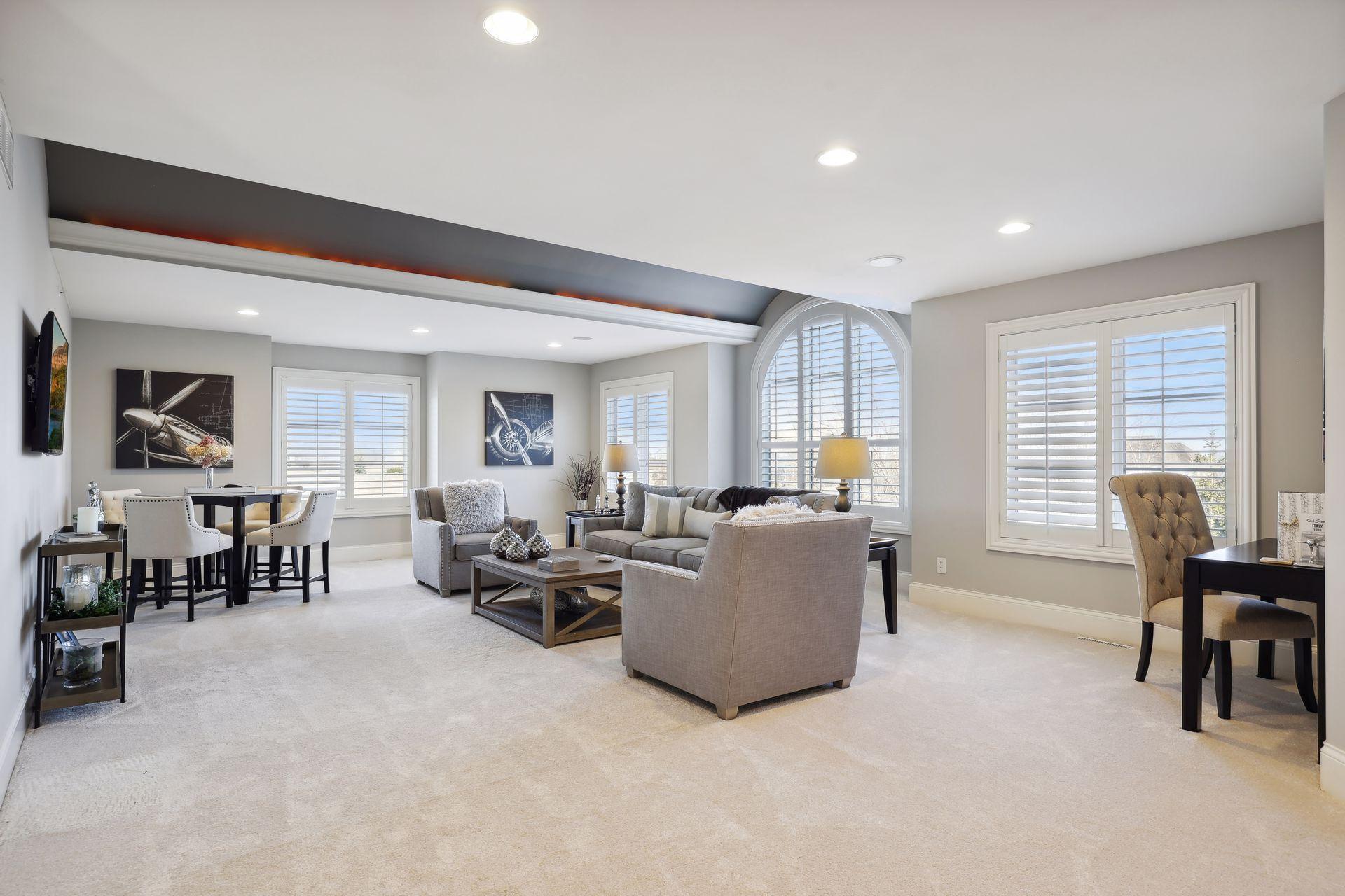 Barrel vaulted ceiling in living area