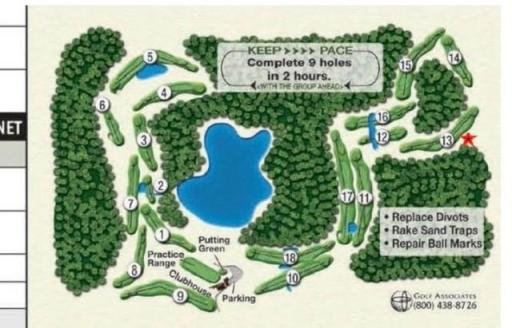 It is on the Northwood Hills Golf Course just south of Garrison