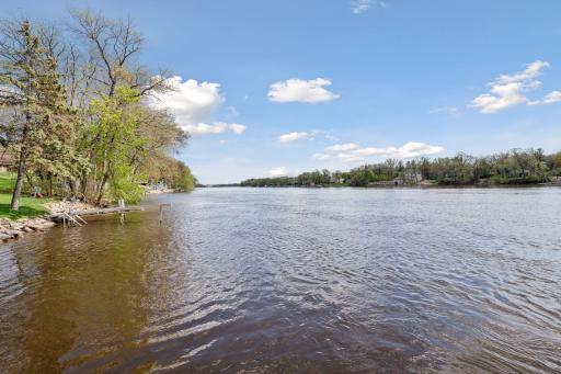 View down river from the floating dock.